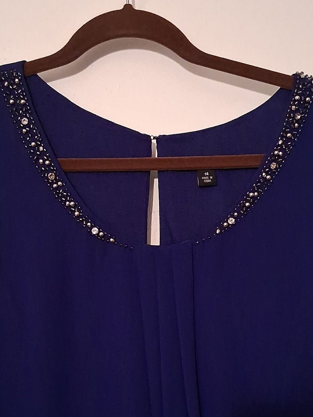 SLNY Beaded Neckline Prom Dress - Royal Blue